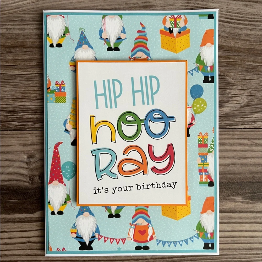 Handmade Gnome Birthday Greeting Cards Set of 4 5”x7” With Envelopes